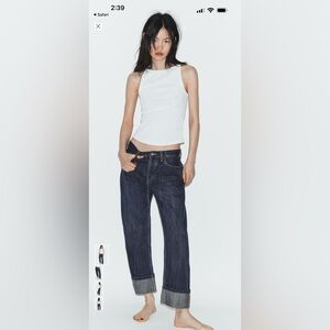 Zara Dark Indigo Mid-Rise Straight Leg Jeans